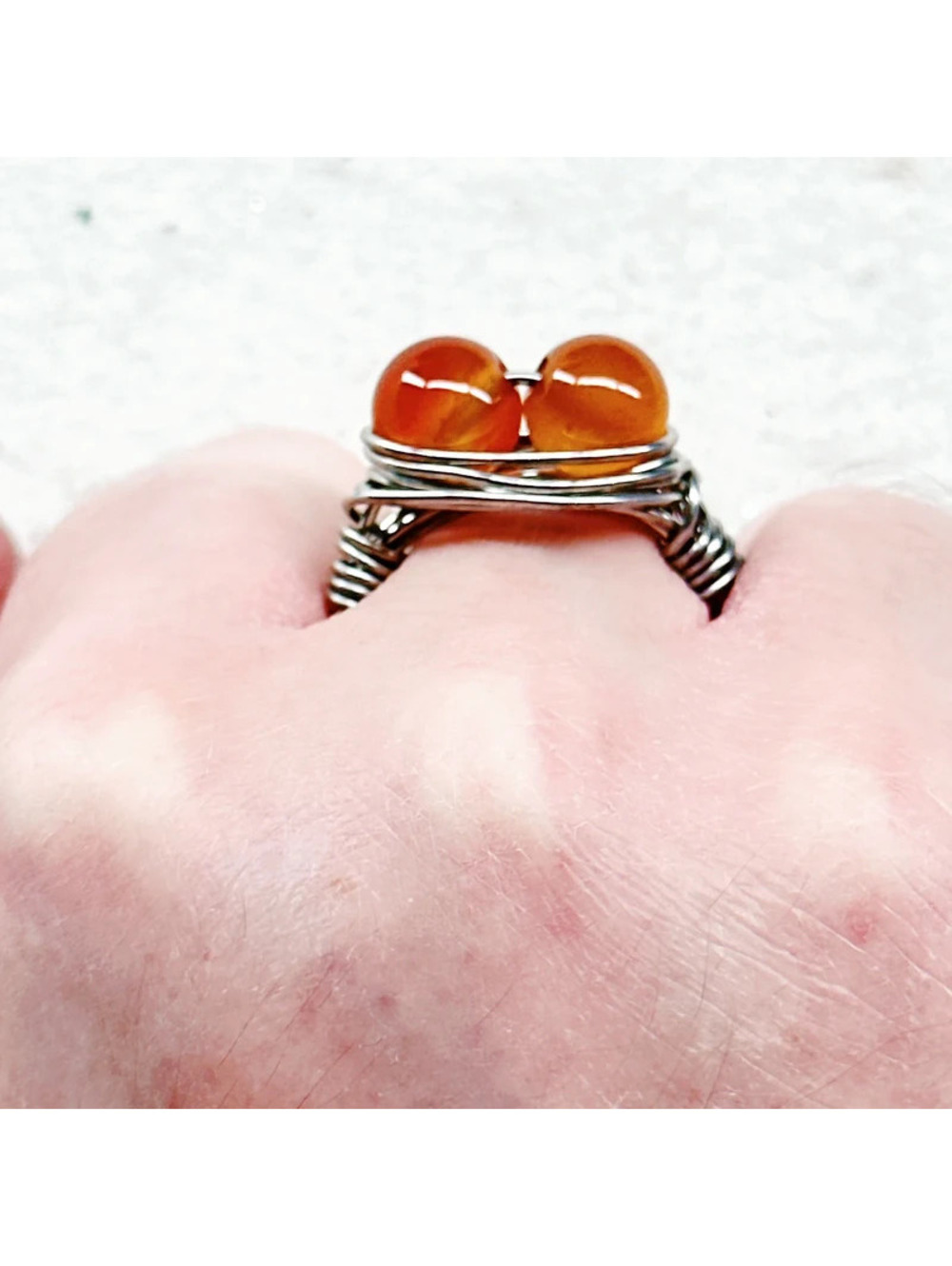4694gc. Silvertone Stone Ring 7.25